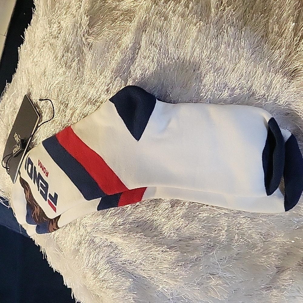 NWT Authentic Fendi Unisex Mania Logo Socks L/XL